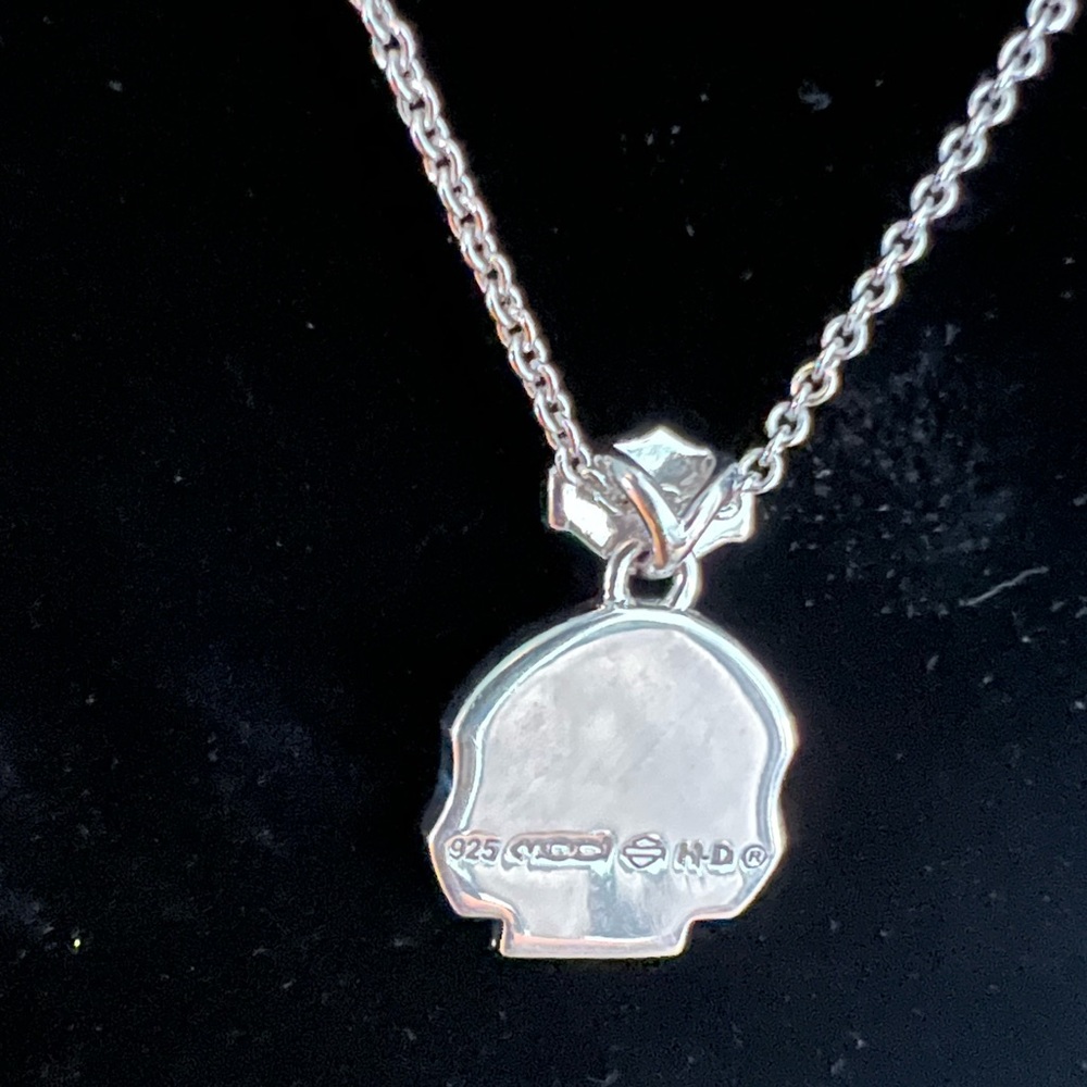 Harley-Davidson® Women's Marcasite & Black Bling Skull Necklace in MOD Box 💎 - Picture 9 of 13